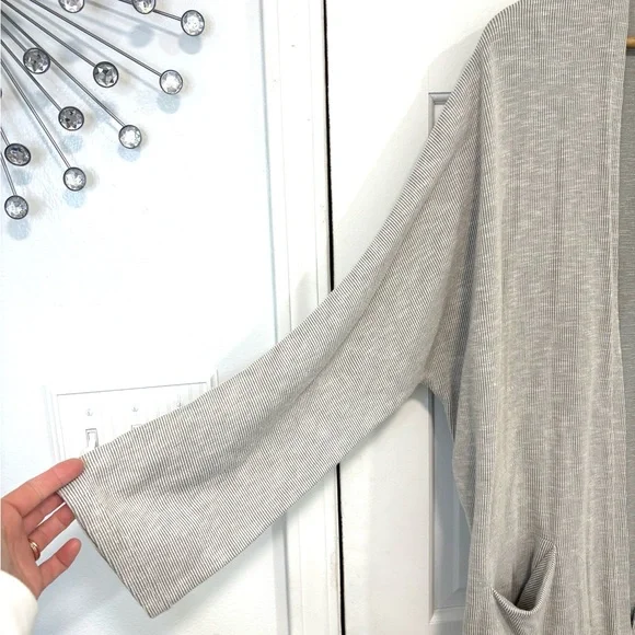 DONNI Anthropologie Open Front Ribbed Knit Cardigan Sweater Gray‎ Relaxed OSFA - Picture 8 of 15